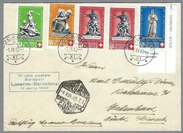 1940, FLUG LOCARNO - BARCELLONA, SATZBRIEF PP 1940, SCHÖN
