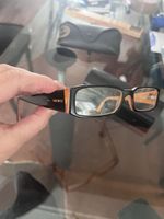 Lunettes Prada, monture noire et orange, Vintage