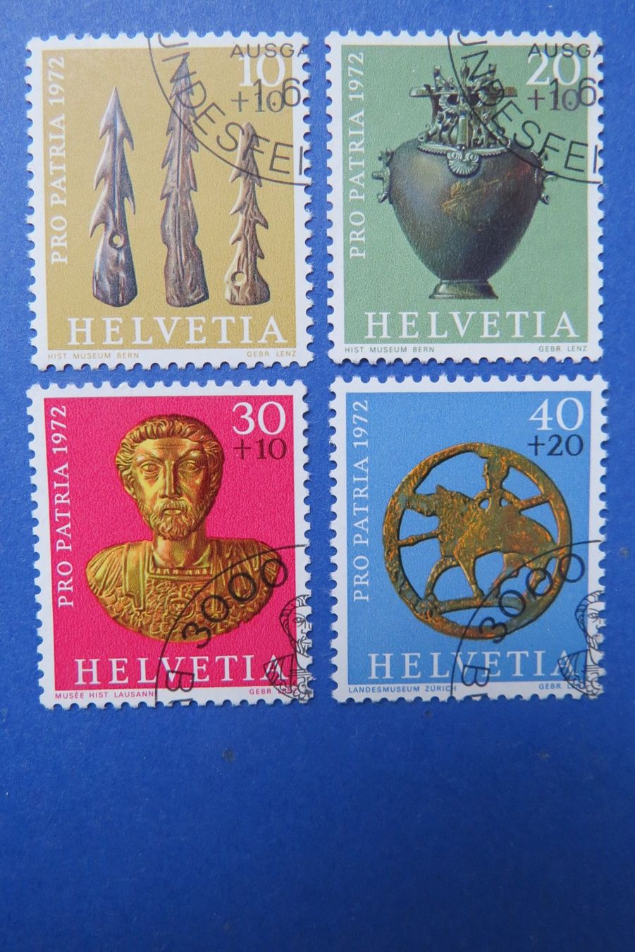 Alle Briefmarken: Serie Pro Patria 1972 - off.Ersttag-Eckstempel BERN – Gebraucht aus Brunnen von Kumari