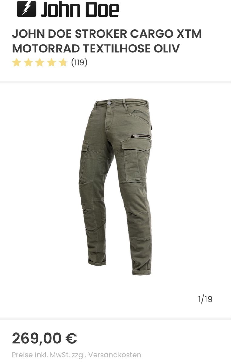 John Doe Pantaloni: JOHN DOE STROKER CARGO XTM MOTORRAD TEXTILHOSE 34x34 – Usato da Zürich venduto da ZvD79 3