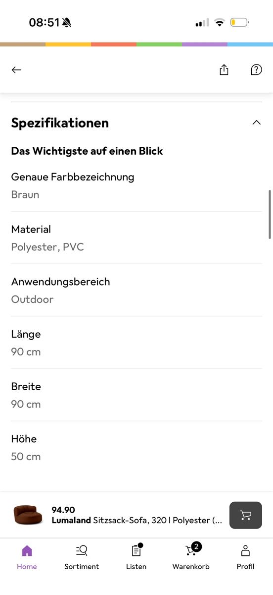 Poltrone: Sitzsack-Sofa Braun – Nuovo (secondo la descrizione) da Amriswil venduto da SAL333 4