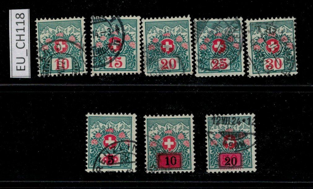 Tutti i francobolli: Schweiz, Portomarken 1910/24, EU_CH118 – Usato da Erlenbach ZH venduto da panstamps