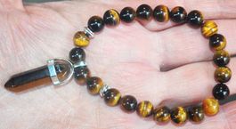 Armband X-312 – Tigerauge Perlen mit Säule – elastisch