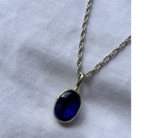 Silberkette oval BLAU