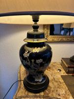 Edle Tischlampe Chinoiserie – Schwarzes Porzellan
