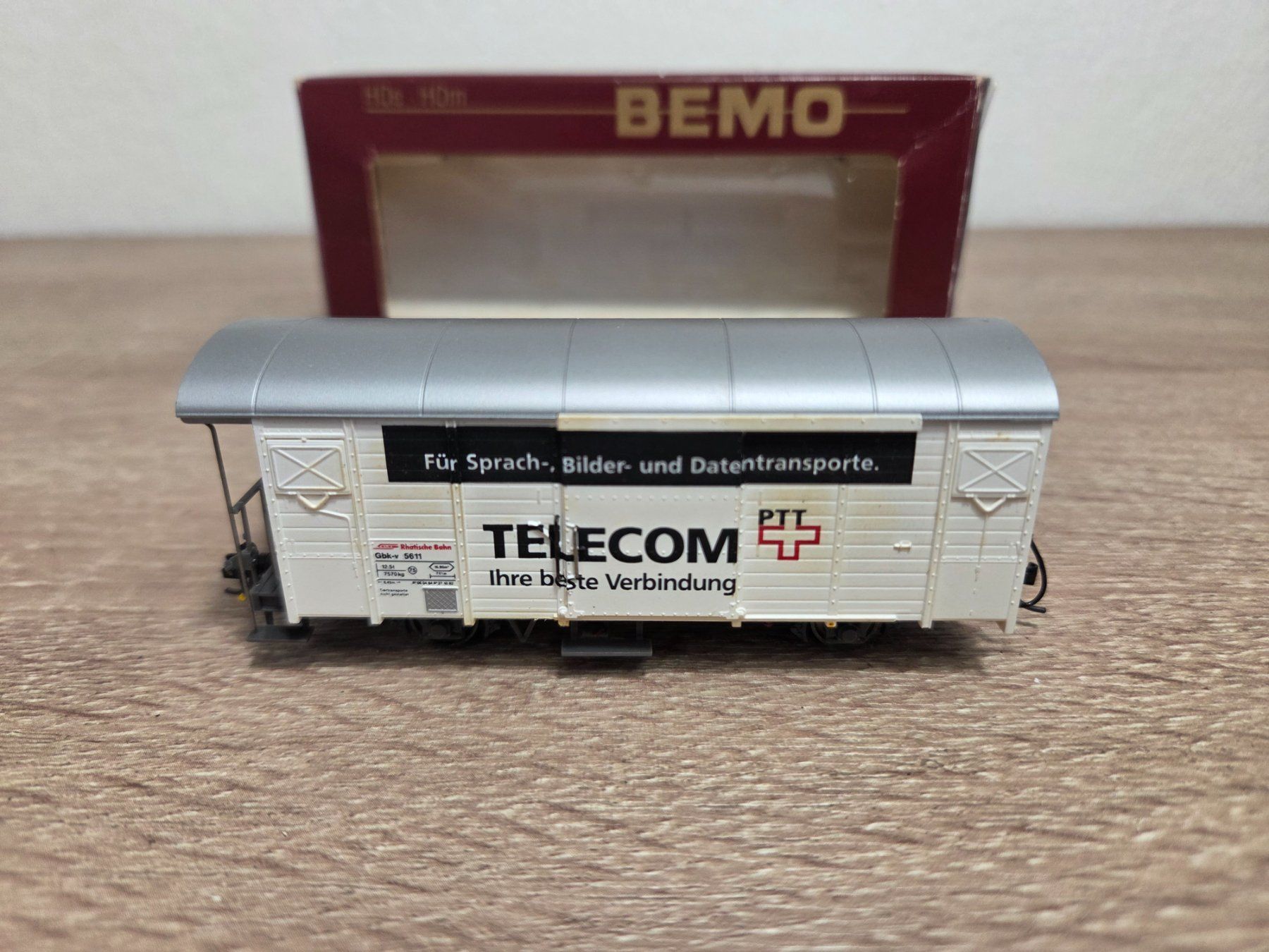 Bemo Modelleisenbahnen: Bemo 2283.131 Güterwagen Telecom PTT H0m – Gebraucht aus St-Aubin-Sauges von Lo_Go 1