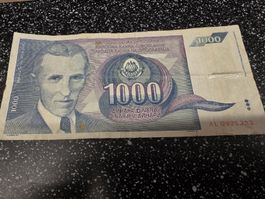 1000 Dinara Jugoslawien 1991 Nikola Tesla Sammlerstueck