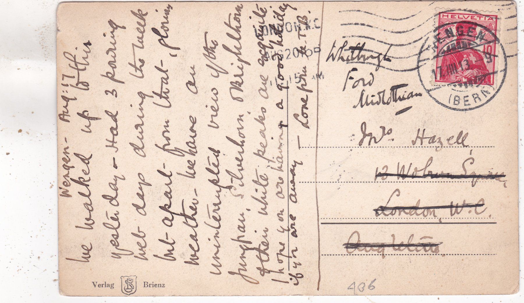 Ansichtskarten: Jungfraubahn Eigergletscher Mönch 1913 – Gebraucht aus Herisau von Lisegrat2008 1