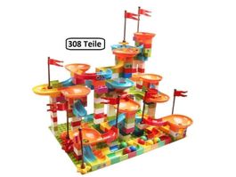KUGELBAHN - BAUSTEINE - 308 TEILE - MURMELBAHN - KÜGELIBAHN