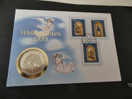 Schweiz 1995, 5 Ecu Weihnachten- Münzbrief