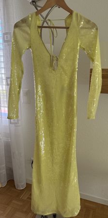 BARDOT Kleid Pailletten Maxikleid Gelb/ Grösse 34