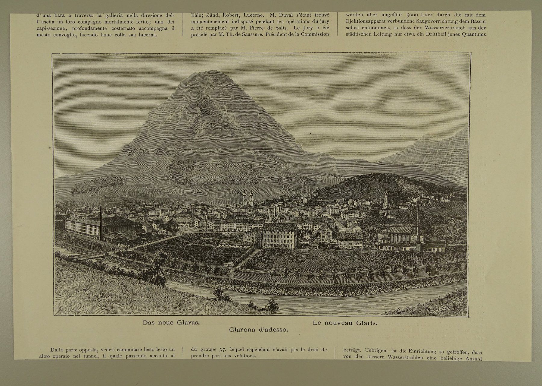 Incisioni: DAS NEUE GLARUS, HOLZSTICH 1883 – Usato da Grüningen venduto da Kartensammler 1
