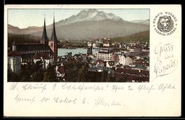 AK Luzern, Teilansicht aus der Vogelschau