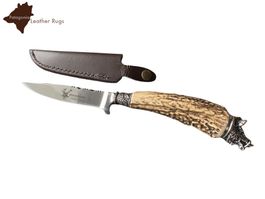 Messer mit Griff aus echtem Hirschhorn und Lederscheide