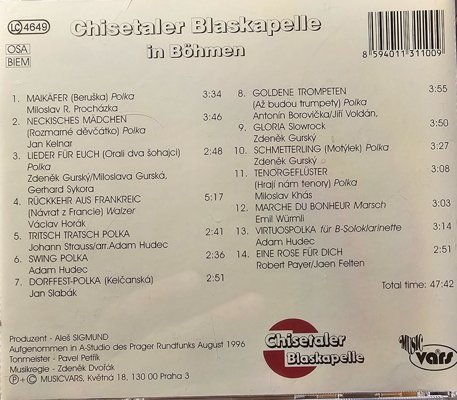 CD: Chisetaler Blaskapelle - In Böhmen – Usato da Wahlen b. Laufen venduto da Cg10 2