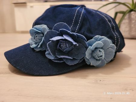 Jeans Cap mit Blumen