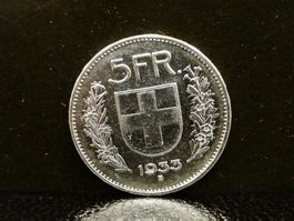 5 Franken Silber 1933 Fünfliber Münze