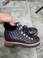 Lesilla Boots Black Leather Studded Fur Lined Size 37