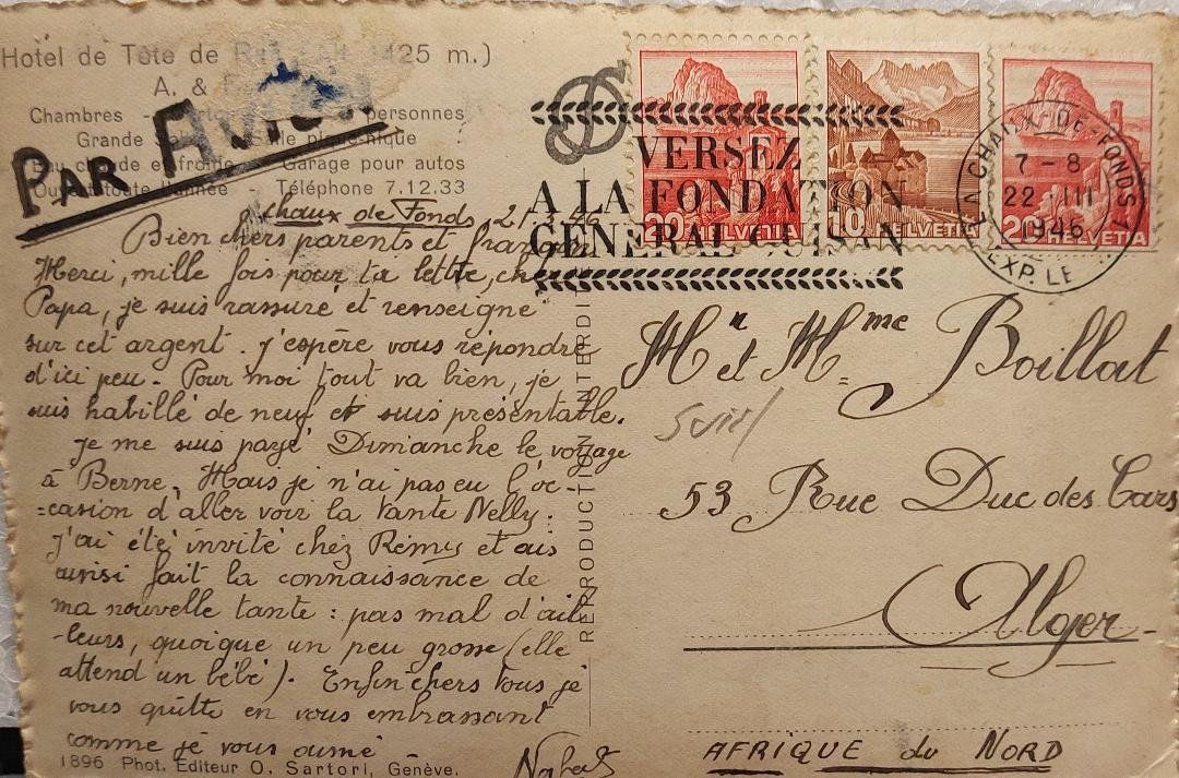 Cartes postales: TÊTE de RAN - Hôtel - 1946 – D'occasion à Delémont par Domdom1 1