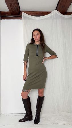 Marccain Sports olive green cotton & lycra dress 