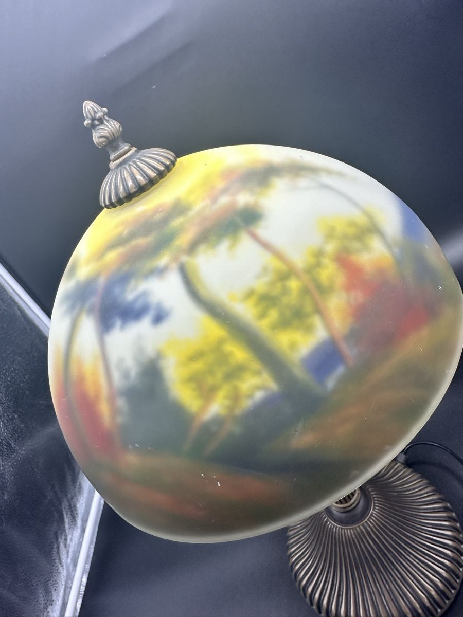 Lampade: Vintage Reverse Painted Glass Table Lamp – Usato da Villmergen venduto da JacRon 7