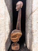 Afrikanische Holzskulptur, Handgeschnitzt, Vintage Deko