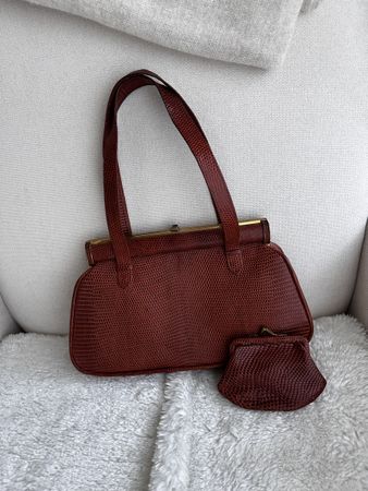 Vintage Handtasche aus Leder mit Portmonee, Top Zustand