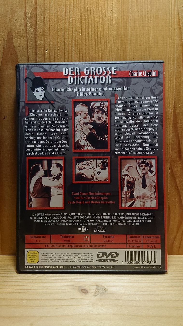 Tutti i DVDs: DER GROSSE DIKTATOR DVD Charlie Chaplin – Usato da Wilderswil venduto da Exebub 1