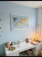 Wandbild Weltkarte Kinder Tiermotive (Leinwand)