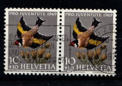 Tutti i francobolli: 1969 - PJ / Einh. Vögel / Distelfink – Usato da Schaffhausen venduto da poststamp