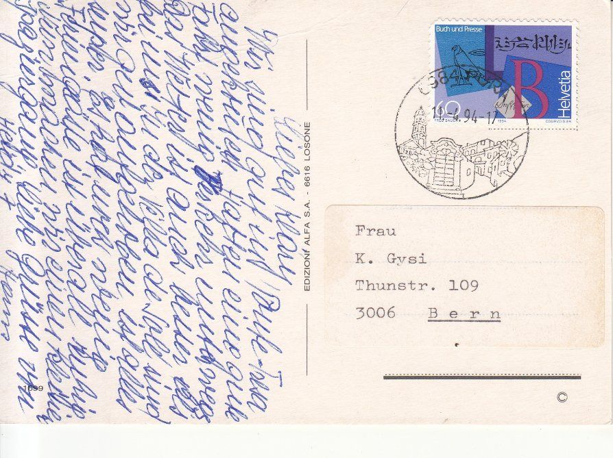 Cartoline postali: Ponte Tresa 1994 – Usato da Bürglen TG venduto da StampGraf 1