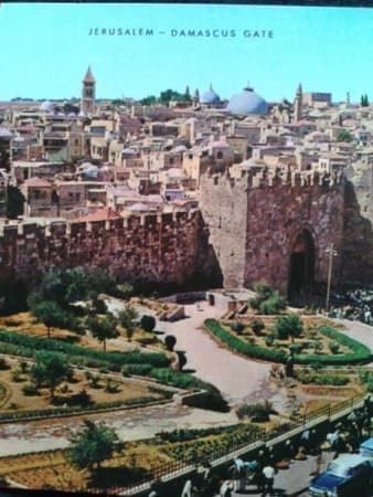 Cartoline postali: JERUSALEM OLD CITY DAMASCUS GATE end50er – Usato da Schaffhausen venduto da vintageworld 1