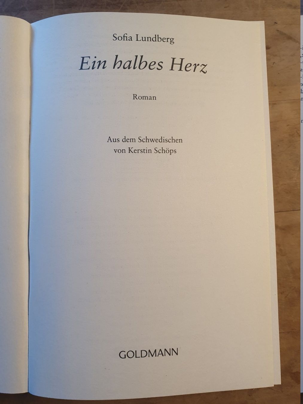 Livres: Ein halbes Herz Sofia Lundberg Gioldmann – D'occasion à Zürich par loosebone 2