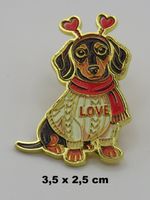 Ansteck Pin - DACKEL - Emaille - Goldfarben - 3,5x2,5cm