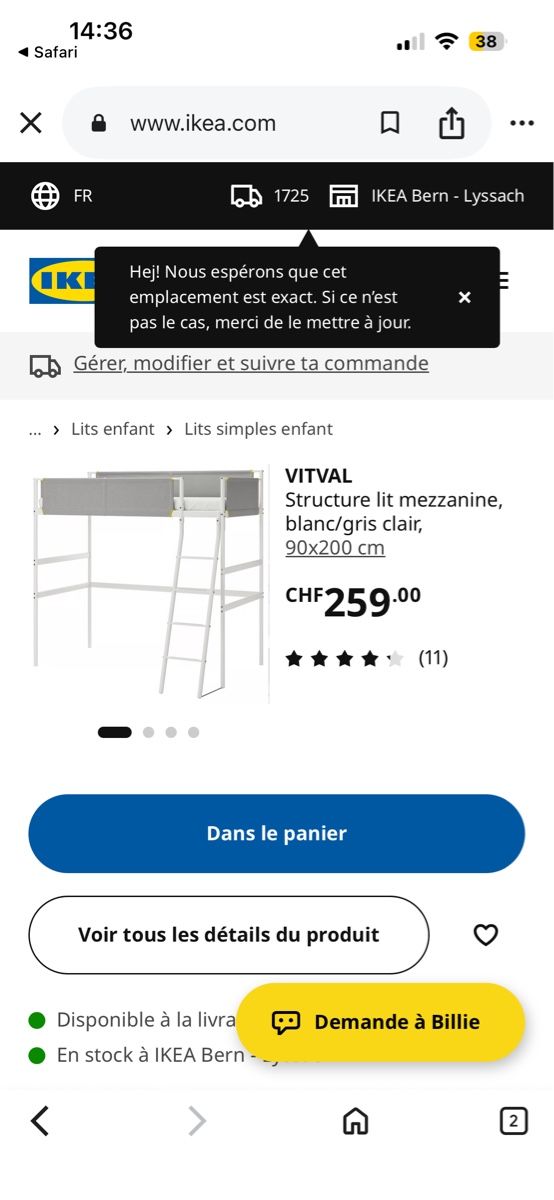 Letti: Lit IKEA VITVAL- Structure lit mezzanine – Usato da Corpataux venduto da seniz 2