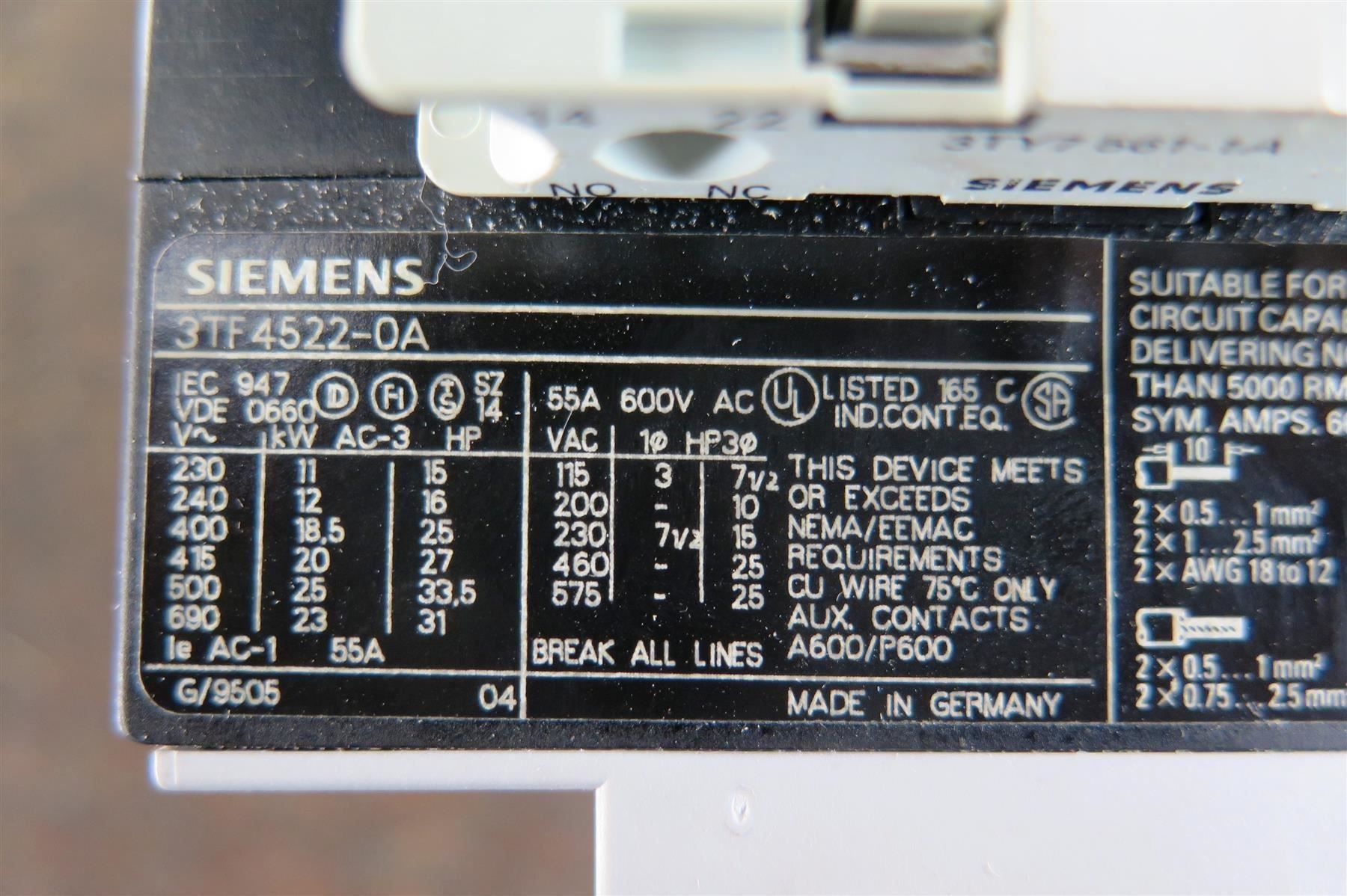 Siemens Componenti elettronici: Siemens 3TF45 22-0APO Schütz  Contactor – Usato da Laufenburg venduto da Sirluger 8