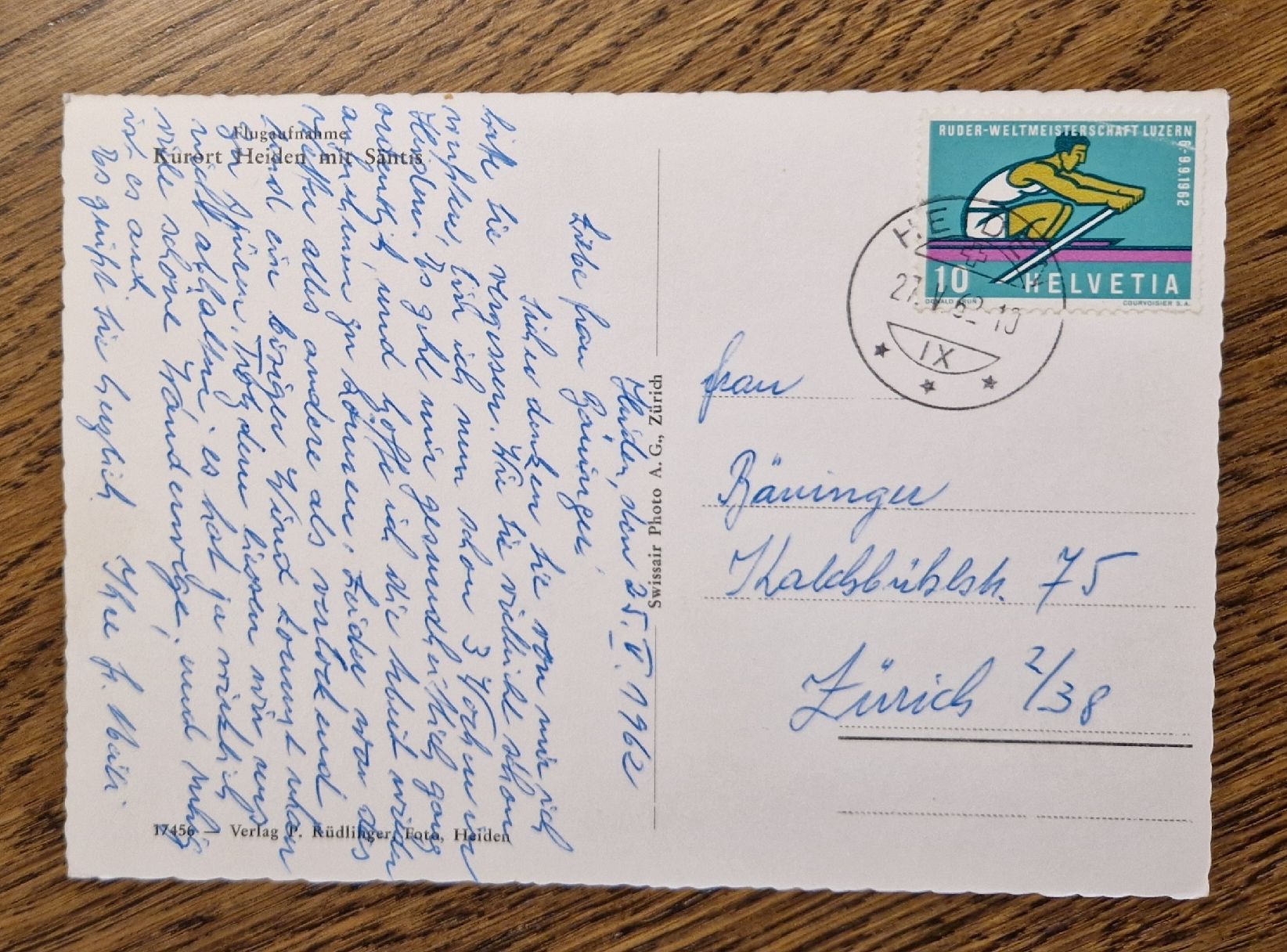 Cartoline postali: Kurort Heiden mit Säntis 1962 – Usato da Ebikon venduto da Donar50 1