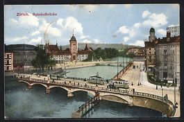 Zürich, Strassenbahn auf der Bahnhofbr