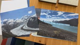 Affichettes de glaciers et montagnes sur papier cartonné ~A4
