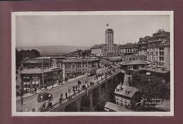 LAUSANNE - Grand Pont - Tram - Auto - 1937