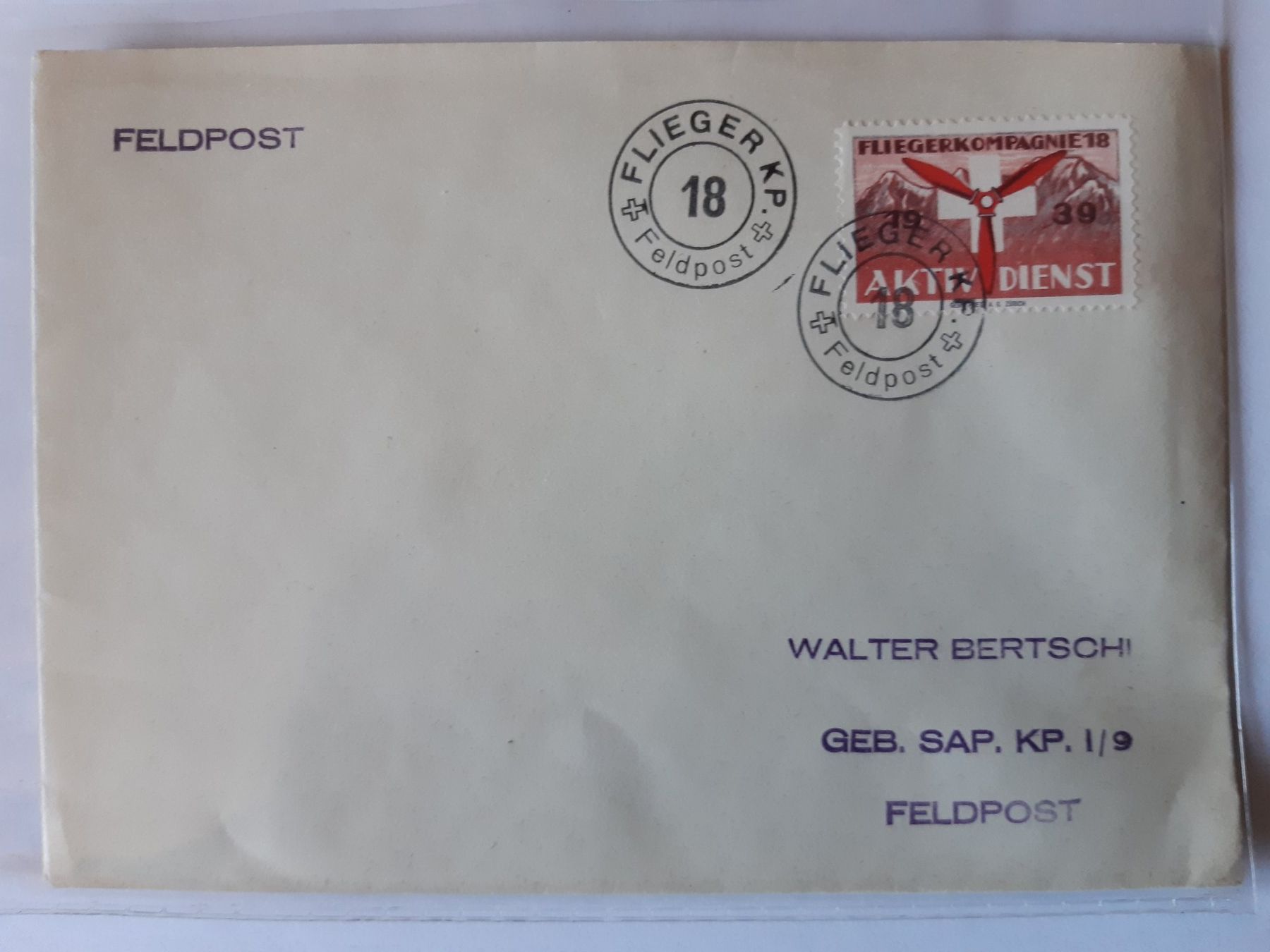 Alle Briefmarken: Feldpostbrief Fliegerkompanie 18 mit Marke – Gebraucht aus Wattwil von yburgler