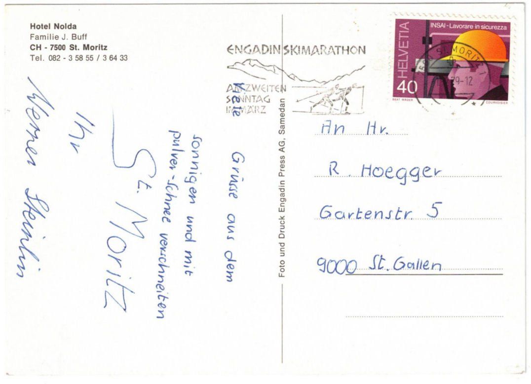 Cartoline postali: St. Moritz - Luftseilbahn Signalbahn – Usato da Binningen venduto da Mountainrider 1