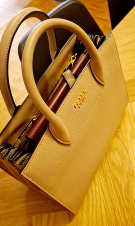 Sac Prada Soffiano cuir beige + Porte-monnaie