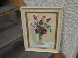 Rosenbild gemalt in hübschem Rahmen