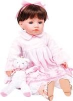 Belle peitte poupée + peluche ROSE 55 cm