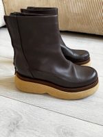 Braune Lederstiefeletten mit Plateausohle Alysi Gr. 39