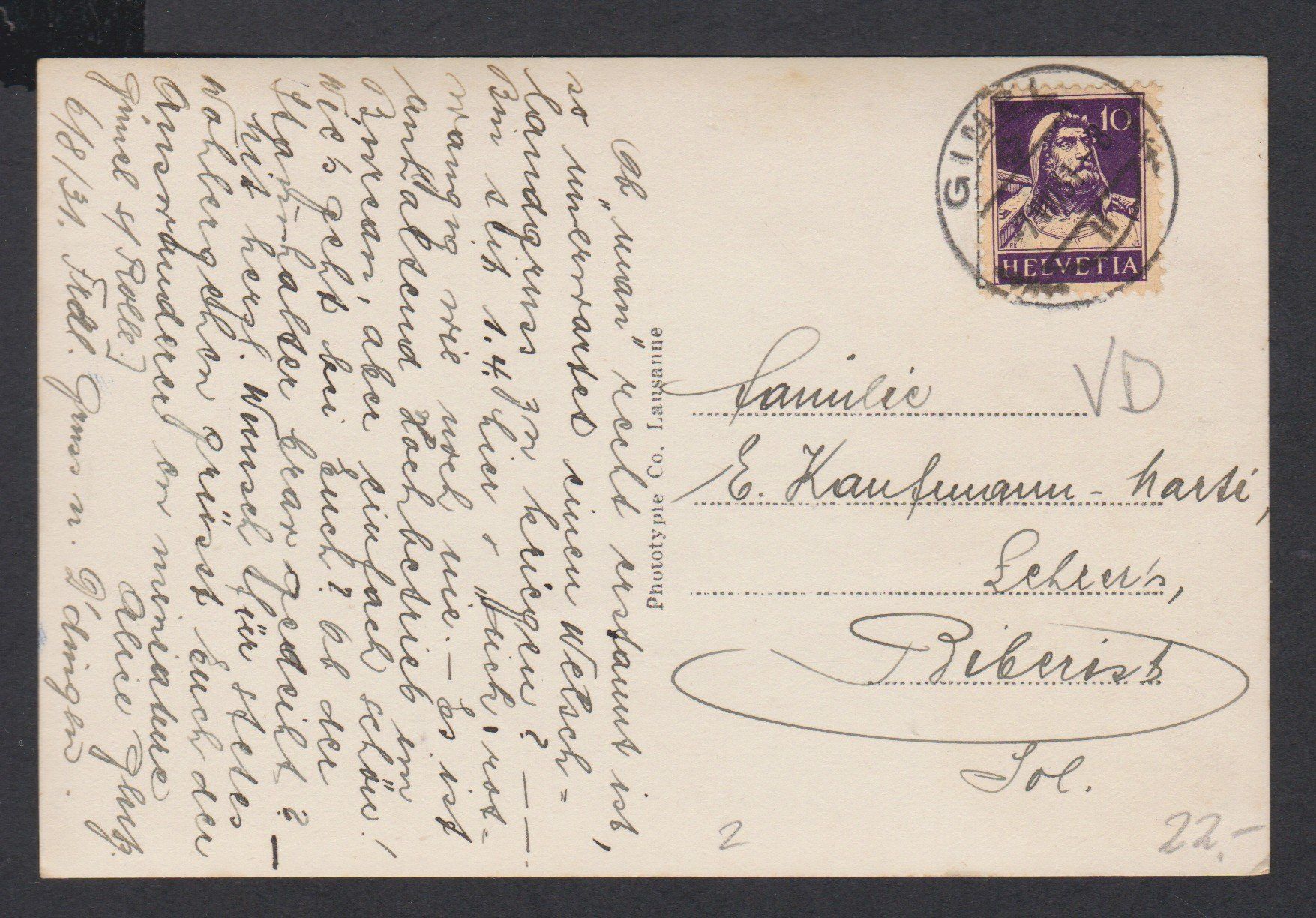 Cartoline postali: Gimel  VD   :   alte Ansichtskarte um 1930 – Usato da Vitznau venduto da Ropaku 1