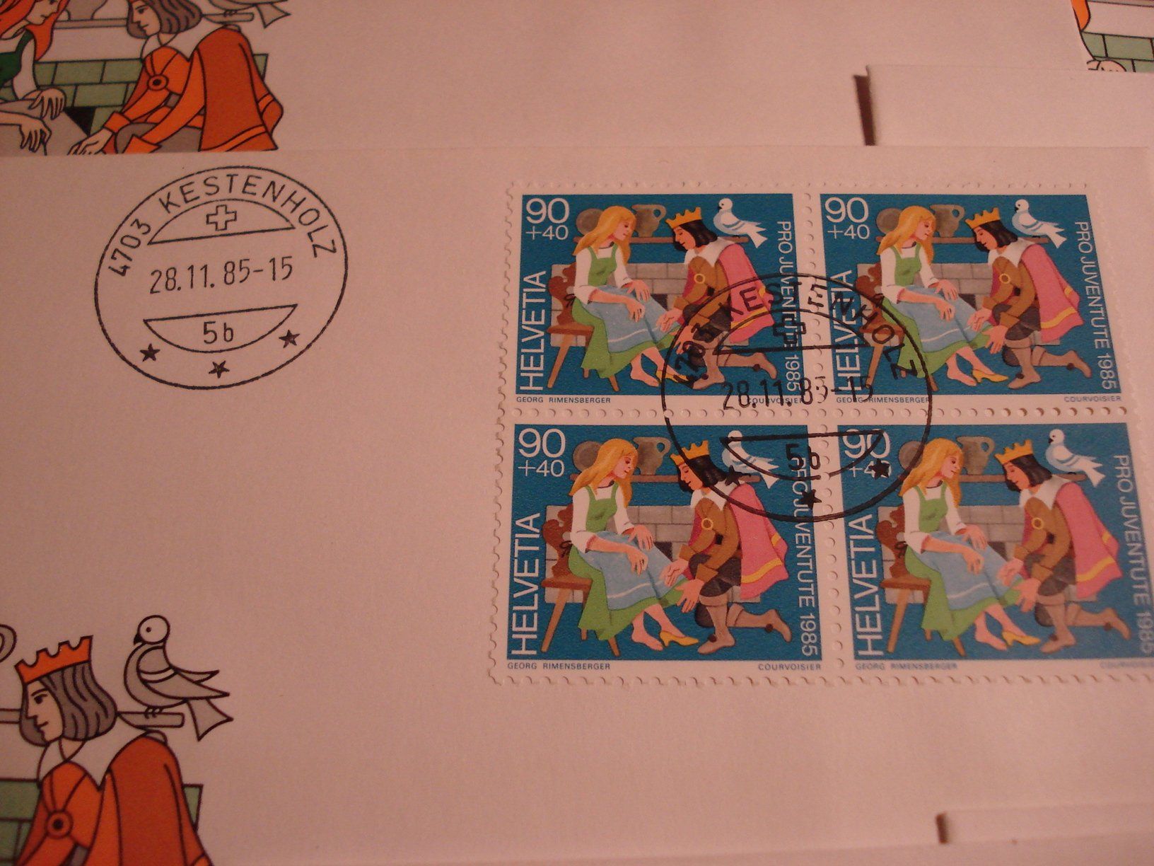 Alle Briefmarken: Pro Juventute 1985, FDC Satz + Briefe Einzel + 4erblock – Gebraucht aus Niederwil AG von morostahu 2