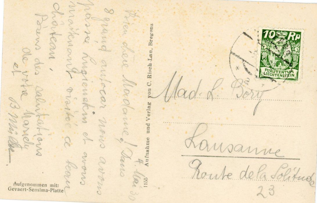 Ansichtskarten: Balzers   FL   -    Schloss Gutenberg      um 1930 – Gebraucht aus Brig von Valcards54 1