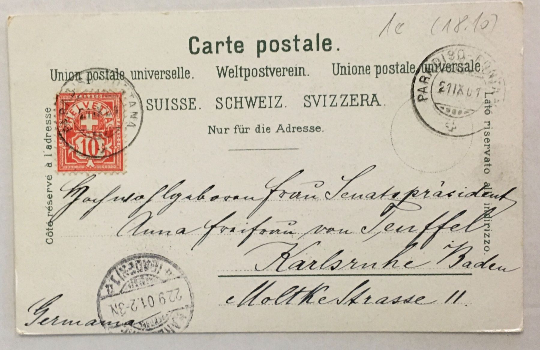 Cartoline postali: Ricordo di Lugano, 1901 – Usato da Frauenfeld venduto da Merk52 1